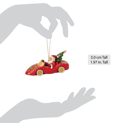 Santa in Sports Car Ornament