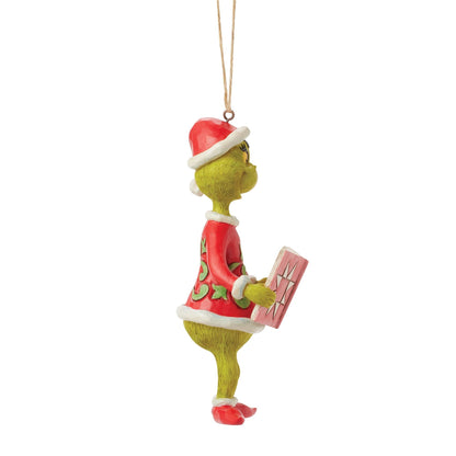 Grinch with Book Ornament
