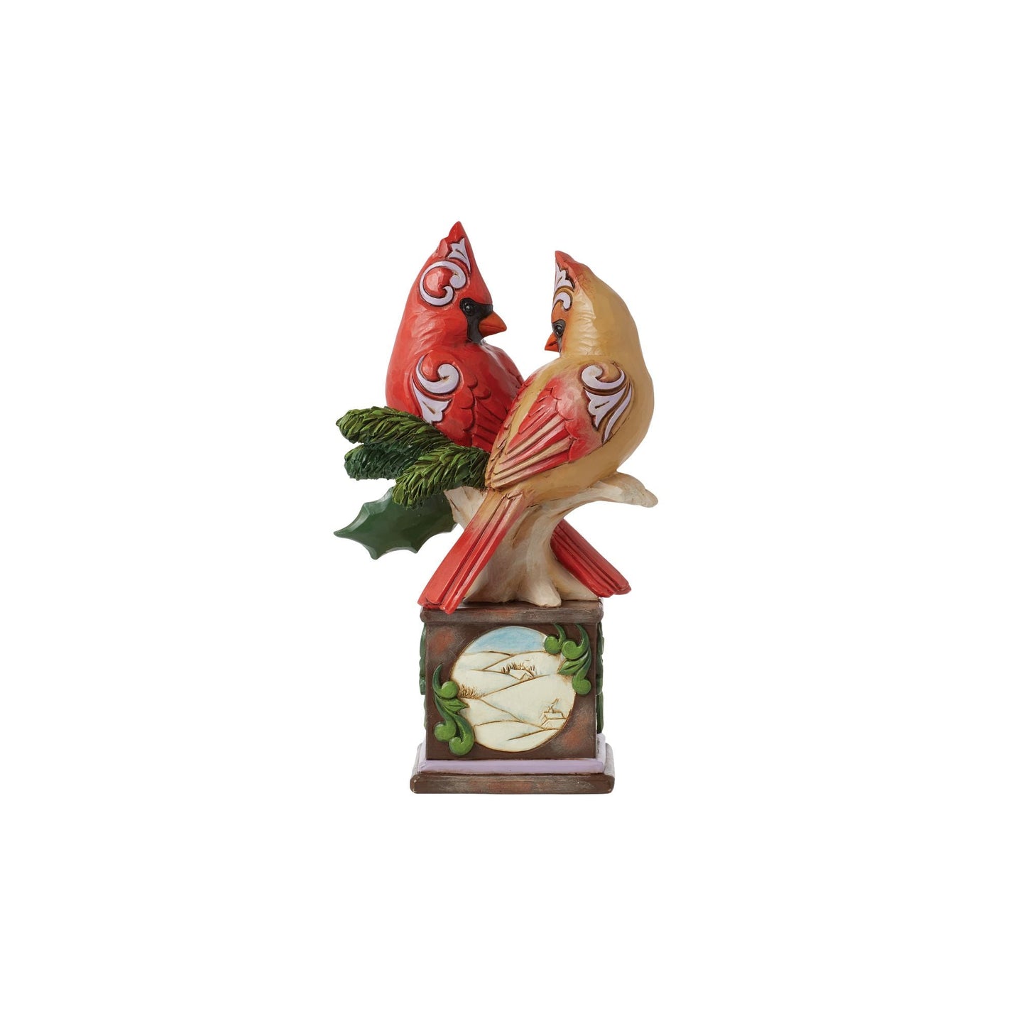 Cardinal Pair on Pedestal Fig