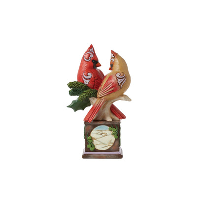 Cardinal Pair on Pedestal Fig