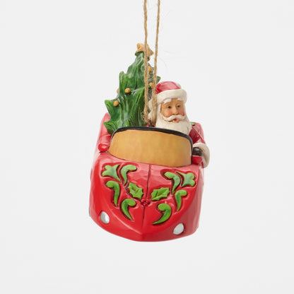Santa in Sports Car Ornament