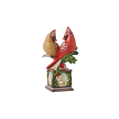 Cardinal Pair on Pedestal Fig