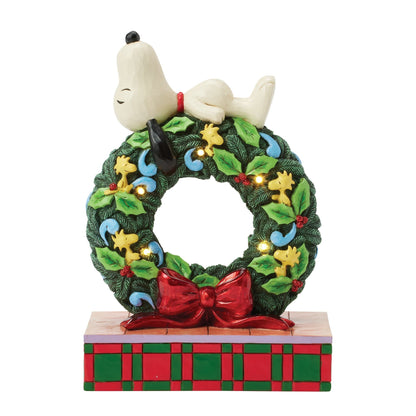 Snoopy Sleeping on LED Wreath