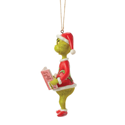 Grinch with Book Ornament