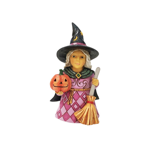 Mini Witch Holding Pumpkin